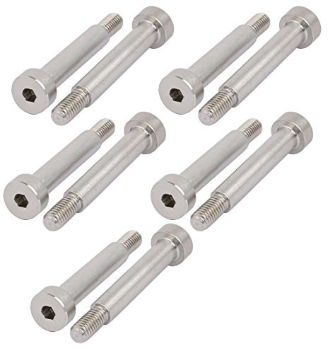Sourcingmap 10pcs 304 Stainless Steel Hex Socket Shoulder Bolt 6mm Shoulder Dia 30mm Shoulder Length M5 Thread