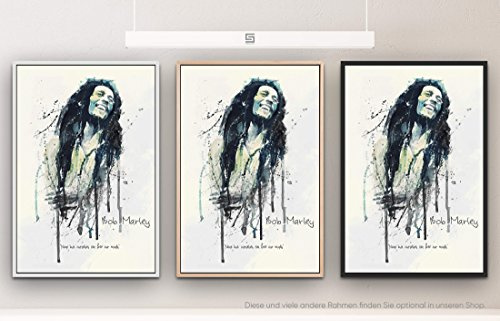 Bob Marley I 90x60cm auf Leinwand im Schattenfugenrahmen schwarz edel