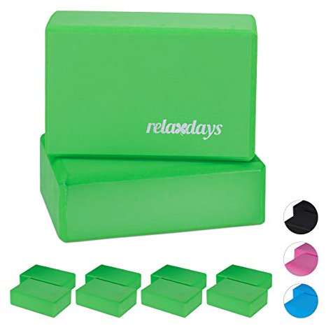 Relaxdays 10 x Yogablock, Yoga-Klötze für Yoga-Übungen, Hartschaum, rutschfest, Yoga-Würfel, HxBxT: 8 x 23 x 15 cm, Grün