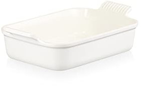 Le Creuset Heritage - Fuente rectangular (cerámica, 26 cm), color blanco