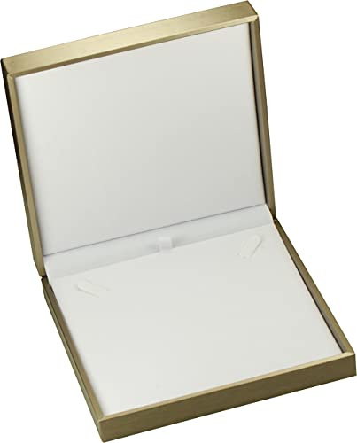 The Jewellery Pak Gold Color Big Necklace Chain Gift Box Luxury Soft Touch PU Leather Material Necklace Storage Box Size 6.42(W)*6.42〞(D)*1.57〞(H)