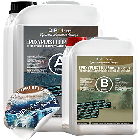 Epoxidharz EpoxyPlast 100P CoasterCast UV+ 30 KG Set I Glasklar & Blasenfrei I Maximaler UV Schutz I BPA frei Ungiftig I Geeignet für Resin Art Lesezeichen Anhänger Untersetzer I Premium Qualität