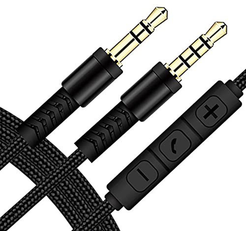 Câble audio jack 3,5 mm mâle vers mâle avec contrôle du volume et microphone pour iPhone et iPad Noir 1,2 m