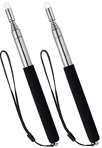 100CM Largo Puntero Telescópico para Profesor con Cordón de Mano 2 Piezas, Puntero de Enseñanza para Aula Puntero de Mano Extensible Puntero Retráctil Puntero de Pizarra Blanca de Mano (Negro)