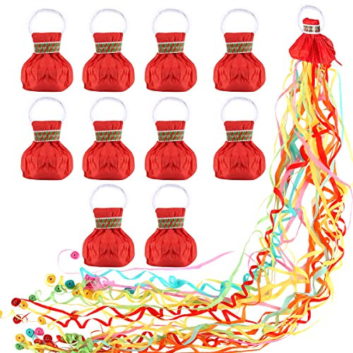 Stelle Filanti Carnevale, Hillylolly 10 Pezzi Spara Lancia Stelle Filanti Compleanno Sposa, Matrimonio, Facile da Pulire, per Compleanni, Matrimoni, Feste di Capodanno (Rosso)