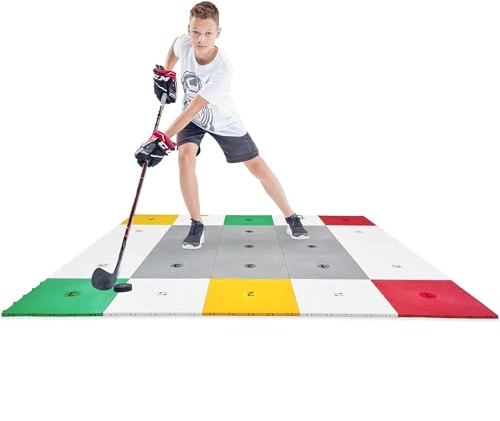 Hockey Revolution Carreaux de sol d'entraînement professionnels à 360 zones éclairées - Améliore la manipulation et le mouvement des bâtons - Vitesse sur glace, exercice, fitness - Zone d'entraînement