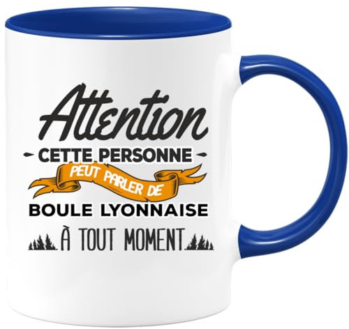 quotedazur Café-Croissant - Mug Personnalisable Texte Photo Tasse Cadeau Noël Cette Personne Peut Parler De Boule Lyonnaise À Tout Moment - Bleu/Céramique