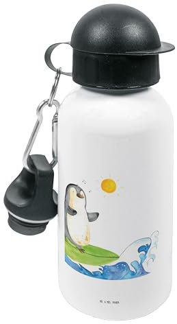 Mr. & Mrs. Panda Kindertrinkflasche Pinguin Surfer - Geschenk, Trinkbehälter, Hawaii, Surfen, Trinkflasche Kinder, Wasserflasche, Kindergarten, Motiviert, Urlaub, Portugal, Sportflasche, Optimistisch