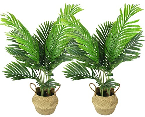 Arnusa Künstliche Palme 90cm im Seegraskorb Kunstpflanze Kunstpalme Dekoration Pflanze Zimmerpflanze mit Topf (2)