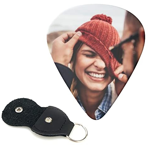 Personalisierte Gitarren Plektren 6er Set Mit Eigenem Foto Text Logo, Doppelseitig Bedruckte Plektren Mit Gleichem Motiv Auf Allen 6 Stück, Geschenk Für Gitarrist Bass Ukulele Musikfans, 0,46 mm