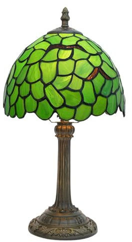 wecrejoni Tiffany Lampe, Nachttischlampe, Buntglaslampe für Schlafzimmer, Wohnheim, Küche, ästhetisches, süßes Wohndekor-Geschenk (Grünes Blatt)