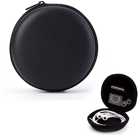 Earphones Case – EVA Hard Shell Round Hearing Aid Case for Travel & Storage, Portable Protective Mini Zipper Box for Earbuds, Small Electronics & Accessories, Dustproof & Shockproof Design