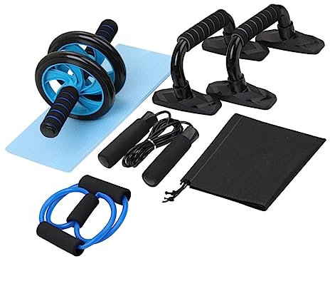 Toddmomy Fitnessgeräte-Set Mit Bauchtrainer-Roller Liegestütze Springseil Knieschonern Zugband Und Aufbewahrungstasche Für Effektives Muskeltraining Zu Hause