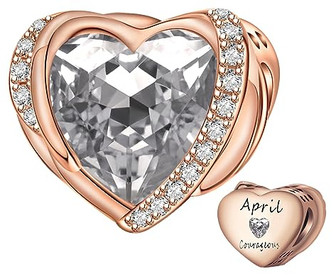 NINGAN Argent Sterling 925 Charme De La Pierre De Naissance Janvier - DéCembre Anniversaire Charmes, Cadeau D'Anniversaire Compatible Avec Les Femmes Bracelet Collier