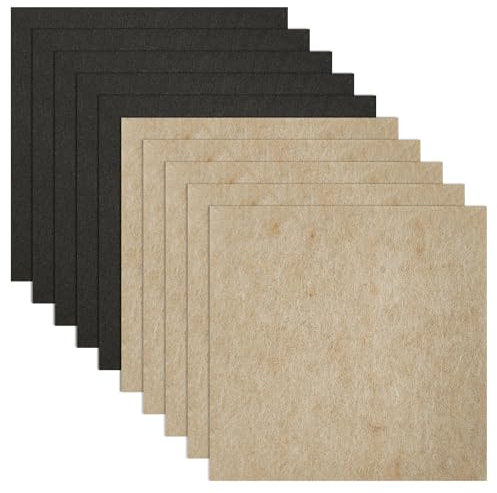 10 Pcs Felt Furniture Pads, 5 x 5 inch, Self Adhesive Felt Pads, Large Non Slip Felt Sheets Protectors for Hardwood Wood Floors Heavy Duty Chair Wall Furniture Feet Laminate Flooring, Beige/Black