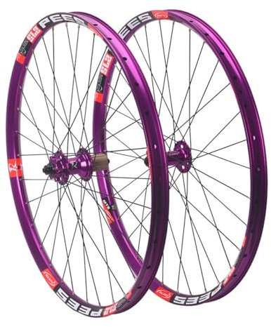 Mountainbike-Laufradsatz 26/27.5/29 Zoll Alu-Legierungsfelge Vorne 2 Hinten 5 Lagernaben 32 Löcher 120 Klicks Schnellspanner-Scheibenbremsräder-Set Passend 8/9/10/11/12-Gang-Kassette ( Color : Purple