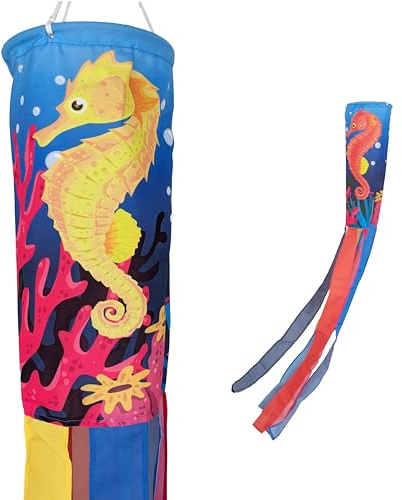 Madrona Brands Seahorse Windsock | Durable Outdoor Hanging Decoration | Yard, Garden, Patio, Beach | 48 Inch