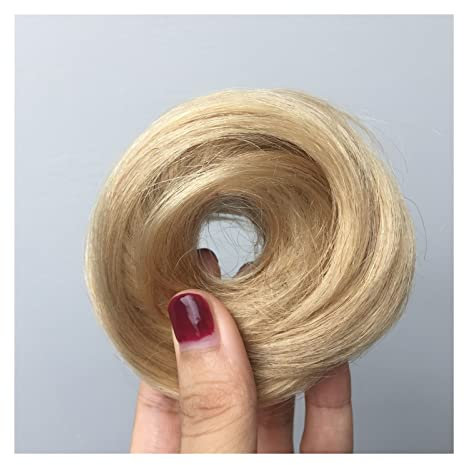 Unordentlicher Haarknoten 1/2PCS Band Pferdeschwanz Scrunchy Haarteil for Frauen Echthaar Dutt Chignon Unordentliche Dutt Haarteile Donut Chignon mit elastischem Gummi Pferdeschwanz-Haarteil für den t