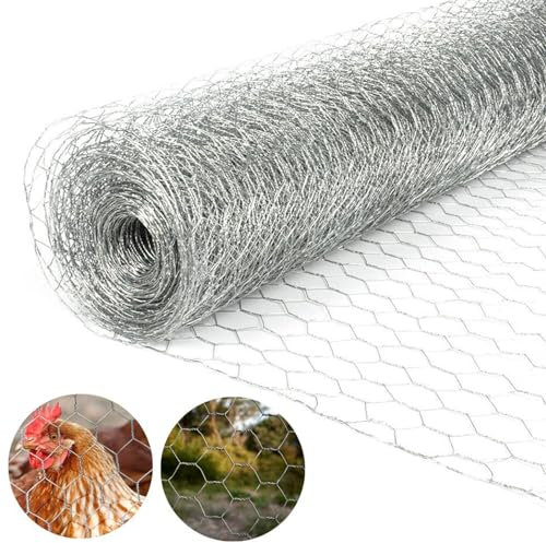 Galvanised Chicken Wire Mesh Fence Net Rabbit Netting Fencing Cages Runs Pens Hexagonal Garden Wire Netting Fence Anti-Rust for DIY Craft and Garden Protection