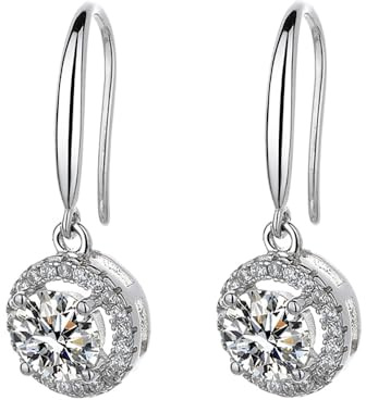 RoseJeopal Silver Drop Earrings for Women, Sterling Silver Dangle Hook Earrings, Hypoallergenic Cubic Zirconia Earrings, Anniversary Christmas Jewellery Gift for Women Wife