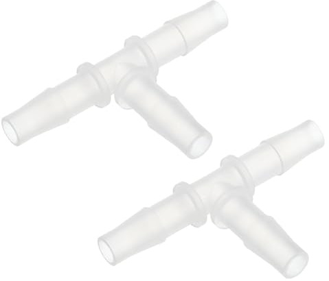 QUARKZMAN Raccordo T Plastica Ardiglione 3 Via Uguale T Sagomato Montaggio Tubo 3/8 per 8-8,5 mm Acqua Raffreddamento Dispositivo Bianco 2pz