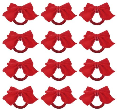 iSpchen Festive Rote Samt Serviettenringe, Verzierte Schleifen Serviettenhalter, Papiertuch Ringe für Besondere Anlässe