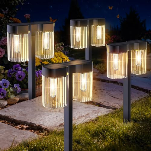 SOLARBABY Lampade solari per esterni, giardino, vintage, con luce bianca calda, in tungsteno, IP65, impermeabili, per esterni, terrazza, prato, cortile, balcone, decorazione