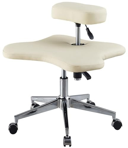 MZZKFC Kniender Bürostuhl Ergonomischer Kniestuhl Mit 360°-Rollen, Höhenverstellbarer Kniestuhl Für Heimarbeiter/Meditationsbegeisterte/Yoga-Liebhaber(Beige)