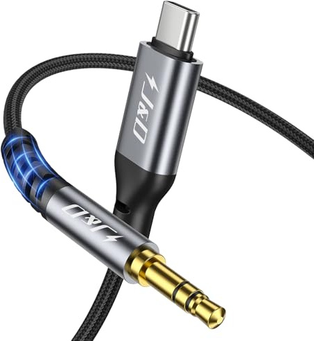 J&D USB C to 3.5mm Audio Adapter, Type C to Aux Headphone Male Cord Car Auxiliary Cable for Nylon Braided, Compatible with iPhone 16/17 Series, Galaxy S24/S25 Series, 2 Meter