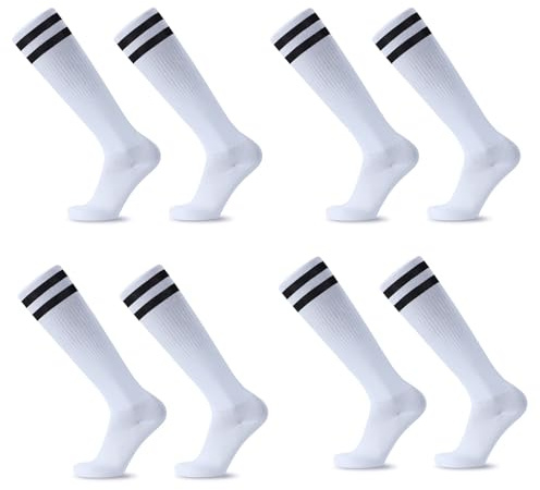 HAGOT 4 pares de Calcetines de Fútbol para Niños, Calcetines de Deporte Largos Niños Niñas, Elásticos Entrenamiento Transpirables para Fútbol, Baloncesto, Rugby, Correr, 5-12 Años