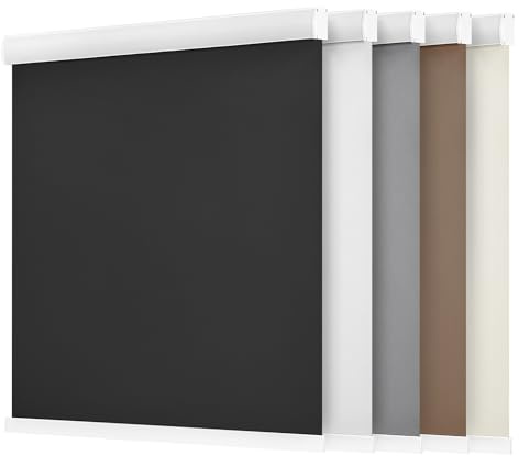 LazBlinds Cordless Roller Shades, Free-Stop Blackout Roller Blinds with Cassette Valance, Thermal Insulated UV Protection Waterproof, Roll Up Blinds for Windows, 71'' W x 72'' H, White