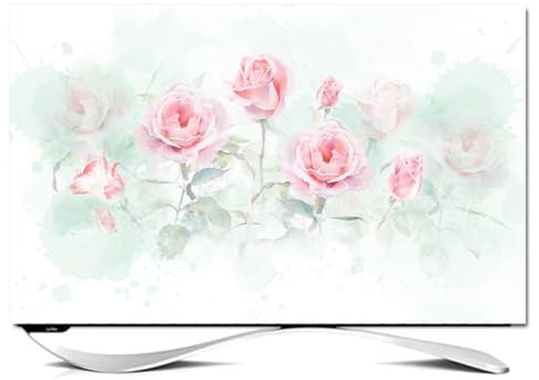 JANEMUA TV Protector Cover, Flower Pattern Dust/Sun Proof Cover,Universal for Desktop/Desktop Monitor/Wall Mount/Curved TV-B||49-52inch