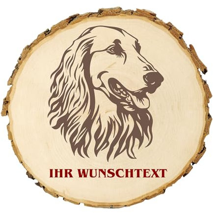 KIWISTAR UG - 14-16 cm Baumscheibe - Afghanischer Windhund - Hund - personalisiertes Geschenk individuell selbst gestalten - Name - Holzscheibe mit Wunschtext - Naturholz - Geschenk - Türschild