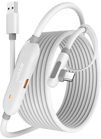 Maxonar Link Kabel mit Ladeanschluss 6m Kompatibel mit Meta Quest 3/Quest 3S/Oculus Quest 2/Pico 4, PC Steam VR Headset Zubehör High Speed 5Gbps USB 3.0 to USB-C Kabel (Weiß)