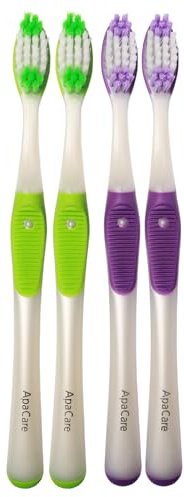 ApaCare Sensitive handtandborste | 3D Micro Clean | 2 tandborstar stycken i grönt och lila | rena tänder och snaft för tandköttet | 2 stycken
