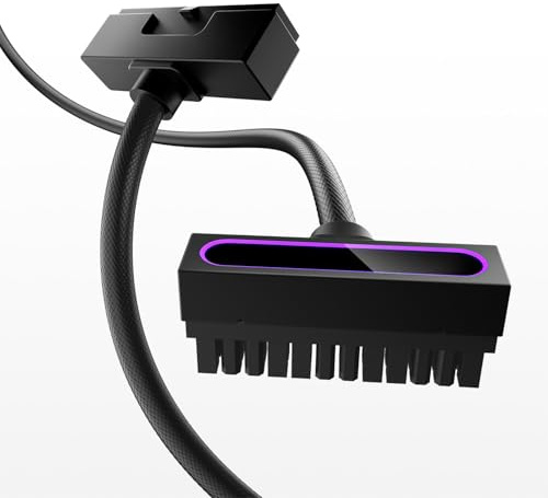AsiaHorse Hydrus 24-Pin ATX Câble d'extension, PSU Motherboard Power Cable, 18AWG Sleeved 5V 3-Pin ARGB Sync - Noir