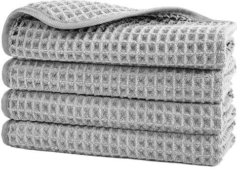 POLYTE 430 GSM Microfibre Waffle Wash Cloth Face Towel, 33.0x33.0 cm