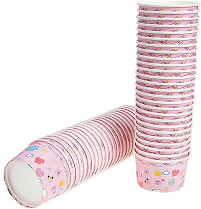 GOOHOCHY 50piezas Unidades De Tazones De Papel Grueso Para Helado y Yogur Recipientes Desechables Seguros Para Postres y Mousse Para Tiendas y Uso Doméstico