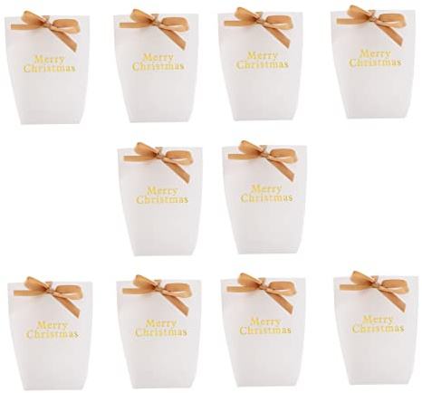 SHERCHPRY 10stücke Süßigkeitentüten aus Papier Aufbewahrungstüten für Bonbons Geschenktüten mit Goldprägung Tragbar und Reißfest für Weihnachtsfeiern und Andere Anlässe