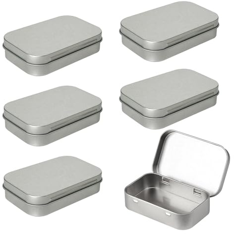 Kighdel 6 PCS Small Tins with Lids - Rectangular Metal Small Tin Suitable for Jewelry Crafts Candy Key Hairpin Storage Box（9.5 * 6 * 2cm）