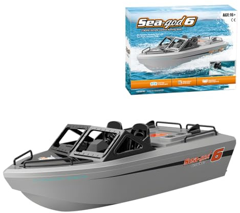 RCXTechPro RC Rennboot 1/12, 2,4 GHz, Ferngesteuertes Boot Kart-Jetboot mit Bürstenlosem Motor 8 Km/h, Hochgeschwindigkeitsschlepper für Pools Seen Wasserspielzeug Geschenk für Erwachsene