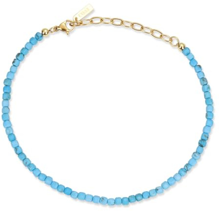 COAI Bracelet de Cheville pour Femme, Bracelet Cheville Turquoise Synthétique/Cornaline/Lapis Lazuli