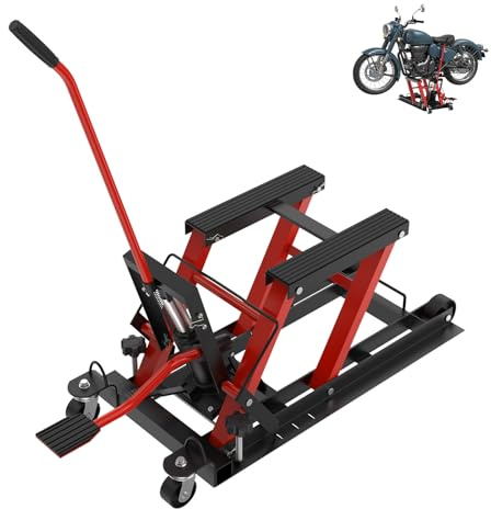 UISEBRT Motorradhebebühne hydraulisch, höhenverstellbarer Motorradheber bis 680 kg, Autos Montagebock, ideal für Reparaturen von Motorrädern, ATVs & Quads, Einsatz in Garage