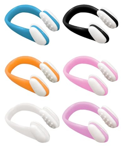 Xijobido Pince Nez de Natation | Protège-Nez D'entraînement | Bouchon Sécuritaire en Silicone 6 Pièces pour Natation Compétition Plongée Adultes à Partir de 7 Ans