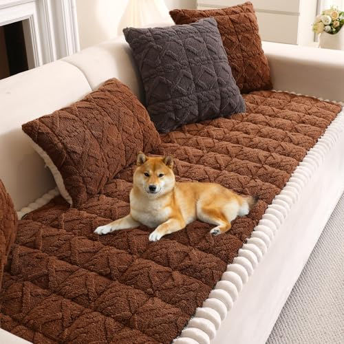 Lifeunion Couch Cover for Dogs Washable, Fuzzy Pet Couch Covers for 3 Cushion Sofa Pet Friendly, Non-Slip Sofa Couch Cover Protector Mat (70.8in, Coffee)