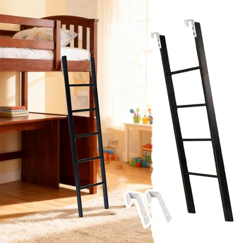 Scaletta Letto a Castello Scala Corta In Metallo Nera per Letto a Castello, 120 135 140 145 150 160 165 170 180 Cm Scale a Castello per Roulotte, Scale di Sicurezza per Soffitta(125cm/49)
