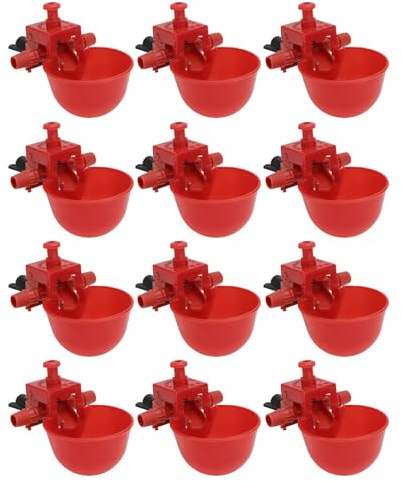ARTIBETTER Lot de 12 Abreuvoirs Automatiques Réglables en ABS Rouge 95Mm pour Poulets Pigeons et Volailles Système d'Abreuvement Pratique pour Élevage Domestique et Couleur Aléatoire