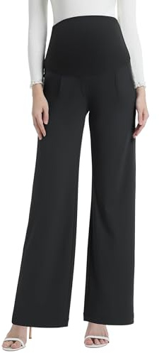 Gowjog Pantalon Grossesse Femme Jambes Larges Bureau Noir L