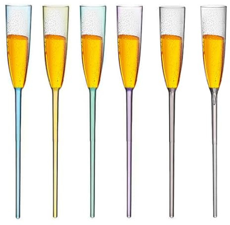 Floatable Acrylic Flute Set - Six Shatterproof Champagne Flutes for Pool Elegant Design Fun Drinkware Mocktail Summer Party Vessels | For Gatherings, Outings