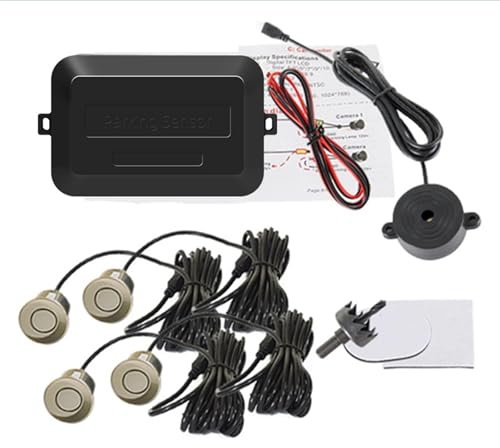 Kit sensore di parcheggio for auto con cicalino, radar di retromarcia, indicatore di allarme sonoro, sistema di sonda a 4 sensori da 22 mm, 12 V, 8 colori(Champagne Gold)